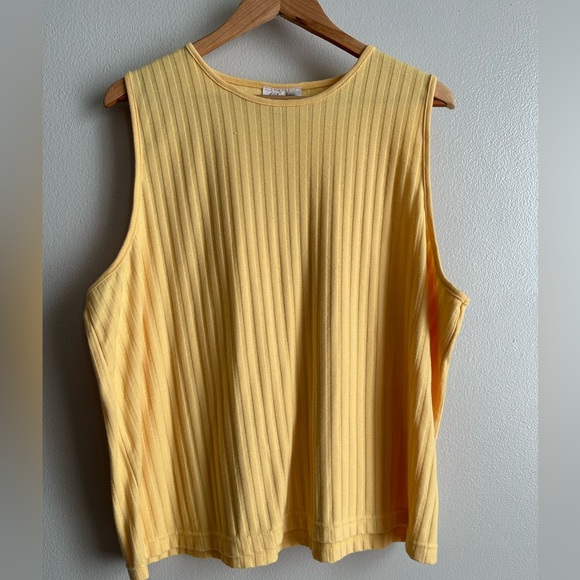 Vintage ribbed knit yellow sleeveless top size 48/ 3X - Picture 1 of 5